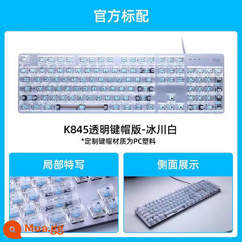 Logitech K845 Bàn phím cơ có dây xanh trà đen trục anh đào văn phòng đánh máy trò chơi keycap trong suốt máy tính để bàn - K845-glacier trắng trong suốt (có phím số)