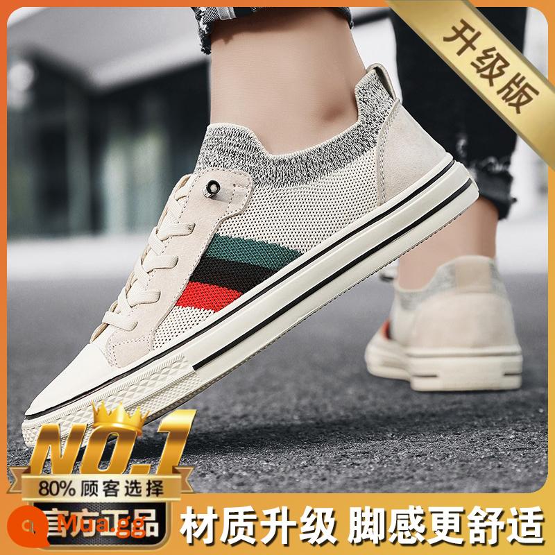 Giày Slip-On Nam Mùa Hè Thoáng Khí Mỏng Làm Việc Giày Vải Bay Dệt Giày Nam Thể Thao Phẳng giày Chống Trơn Trượt - Mi Black (phiên bản nâng cấp của hình ảnh chính)