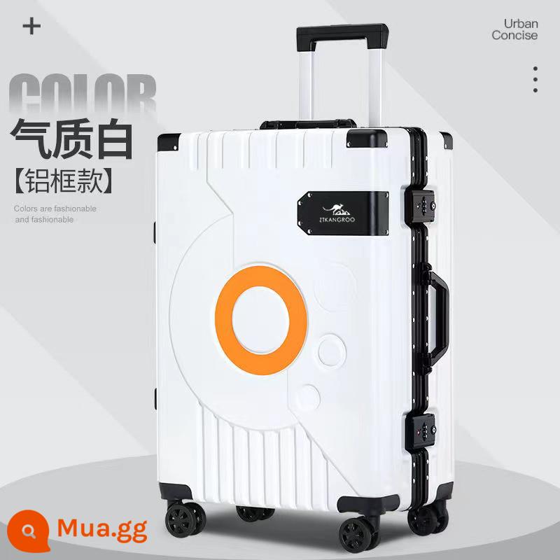 Shijia kangaroo vali bé trai mật khẩu hộp nữ bền đa năng bánh xe học sinh khung nhôm xe đẩy du lịch bao da - Màu trắng sữa [kiểu đinh tán gia cố kép] [tủ PC dày]