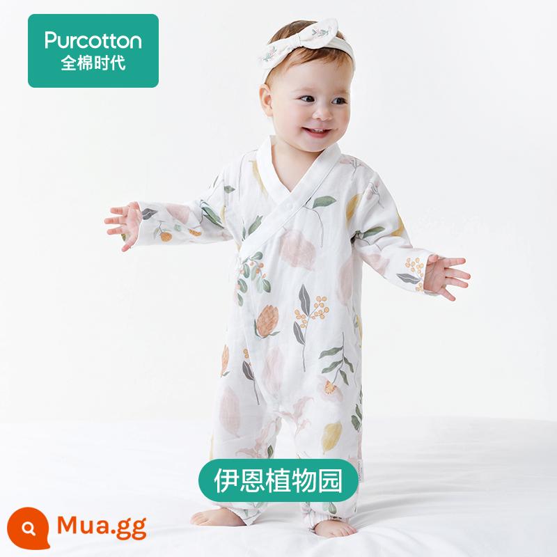 Cotton Thời Đại Mùa Xuân 2023 Cho Bé Sơ Sinh Gạc Kháng Khuẩn Tay Dài Và Áo Liền Quần Áo Trẻ Em - Vườn bách thảo Ian [Bốn mùa]