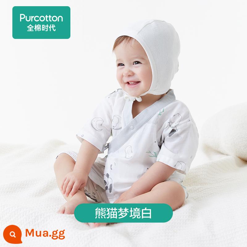 Cotton Thời Đại Mùa Xuân 2023 Cho Bé Sơ Sinh Gạc Kháng Khuẩn Tay Dài Và Áo Liền Quần Áo Trẻ Em - Panda Dream White [Tay ngắn mùa hè]