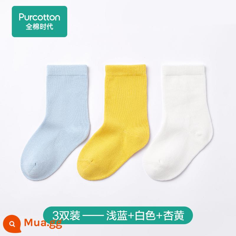 Cotton Thời Đại Vớ Trẻ Em Bé Cotton Sơ Sinh Tầng Tất Bé Gái Trung Chiều Dài Vớ Bé Trai Mùa Thu Đông - [Tất trẻ em đến bắp chân] xanh nhạt + trắng + mơ