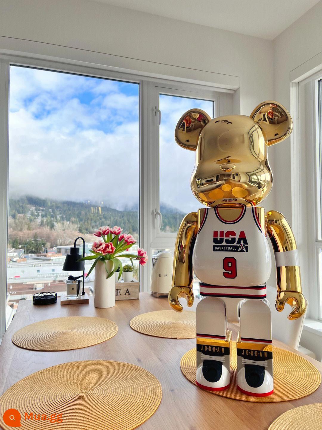 Bearbrick1000% bạo lực gấu khối xây gấu mẫu phòng khách lớn trang trí hợp thời trang búp bê búp bê quà tặng sinh nhật - áo vàng