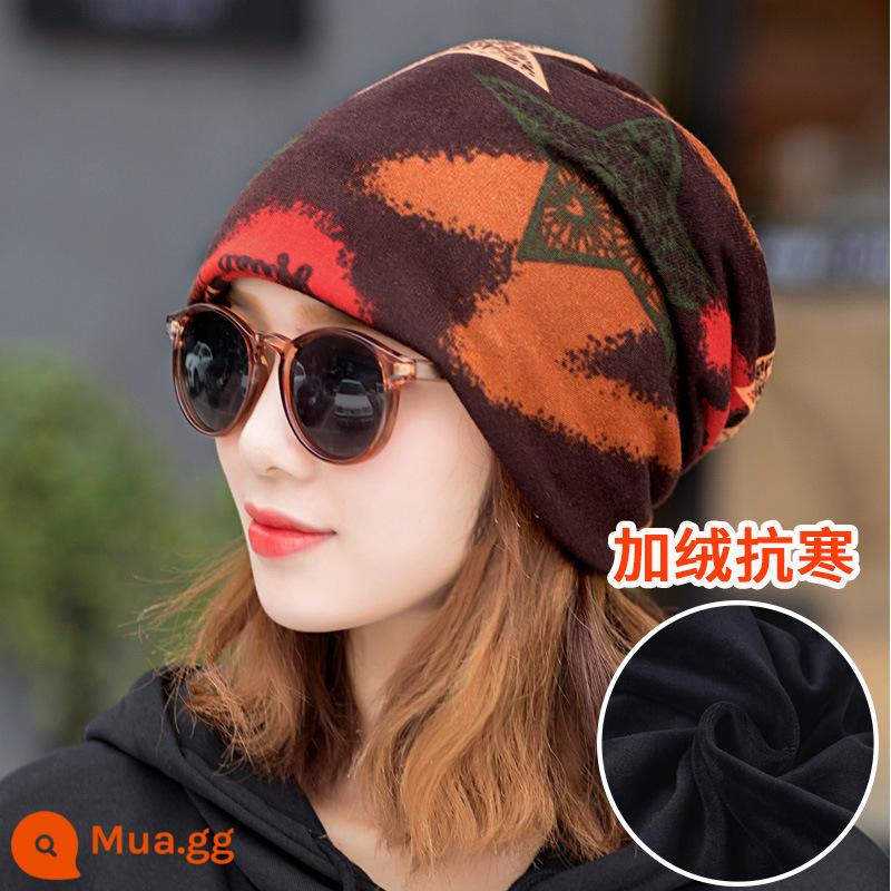 Mua 1 Tặng 1】 Ngoài Trời Mùa Đông Dày Cổ Nam Và Nữ Plus Nhung Ma Thuật Khăn Turban Cổ Tay Cổ Khăn Mũ Ấm Áp - Cà phê [cộng với nhung]