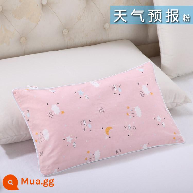 Nguyên chất cotton trẻ em Áo gối hoạt hình cotton cho bé học sinh mẫu giáo dây kéo áo gối nam nữ vỏ gối nhỏ dễ thương - dự báo thời tiết màu hồng màu hồng