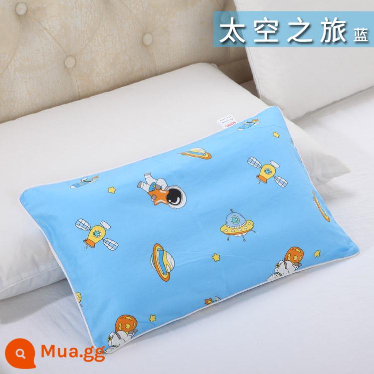 Nguyên chất cotton trẻ em Áo gối hoạt hình cotton cho bé học sinh mẫu giáo dây kéo áo gối nam nữ vỏ gối nhỏ dễ thương - hành trình không gian màu xanh