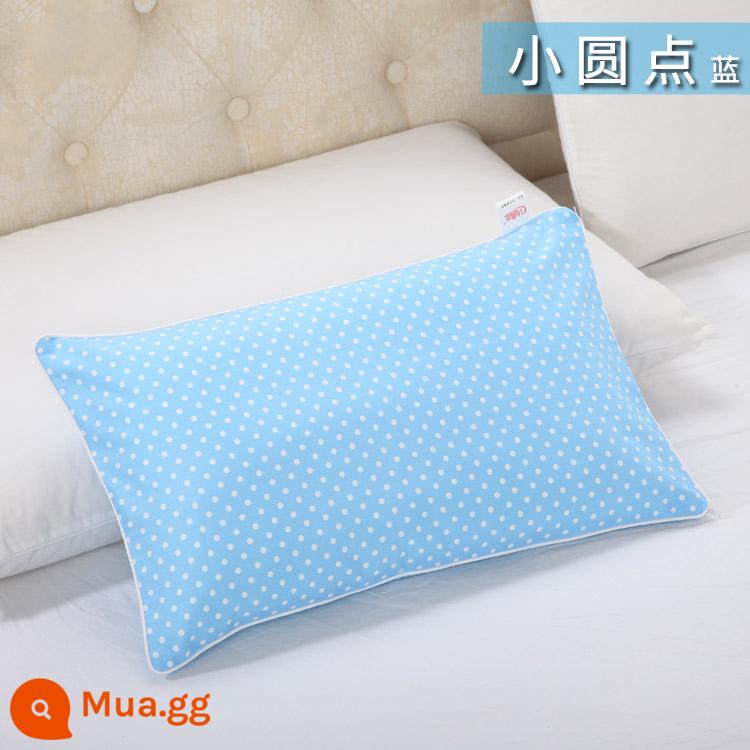 Nguyên chất cotton trẻ em Áo gối hoạt hình cotton cho bé học sinh mẫu giáo dây kéo áo gối nam nữ vỏ gối nhỏ dễ thương - Màu xanh chấm tím