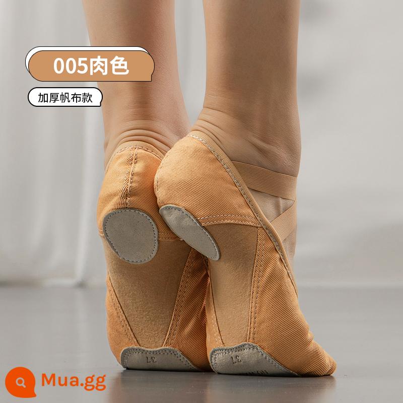 Zhong Ai Dance Garden Câu lạc bộ Vách đá Giày khiêu vũ Nữ Sa mềm Terminal Skin Terminal Giày người lớn Giày múa ba lê miễn phí - Vải canvas dày màu thịt [ảnh lớn hơn một cỡ]