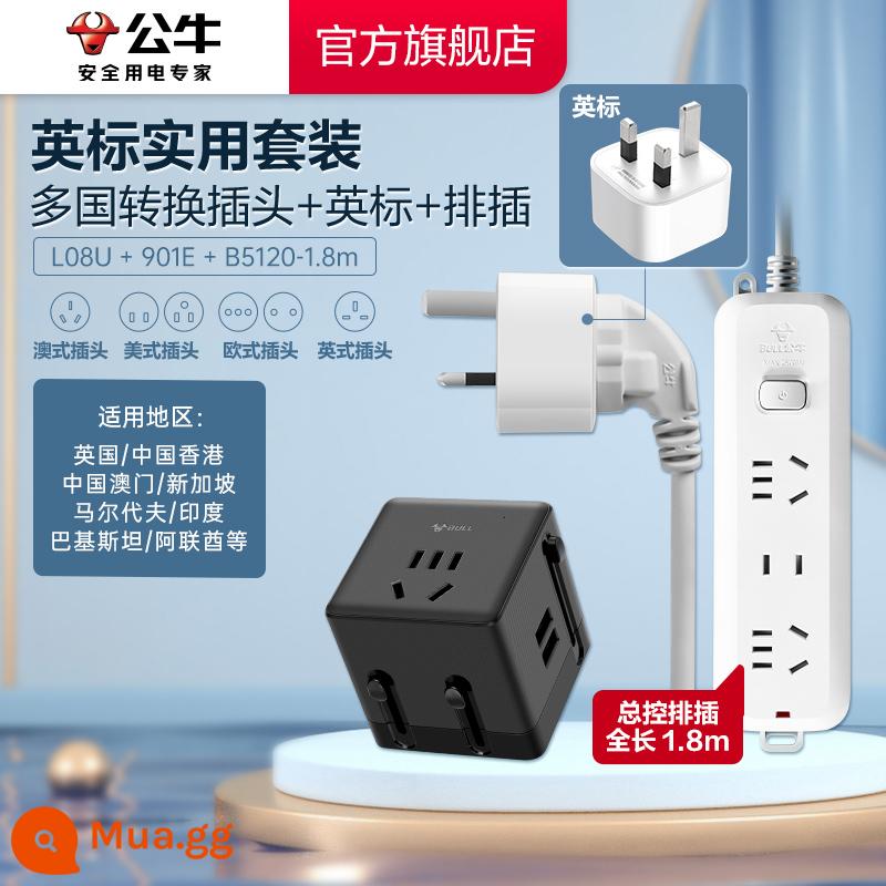 Bò Ổ Cắm USB Đa Quốc Gia Di Động Du Lịch Cắm Nguồn Điện Châu Âu Nhật Bản Anh Mỹ Ý Đức Tiêu Chuẩn L08U - Bộ thực hành tiêu chuẩn Anh