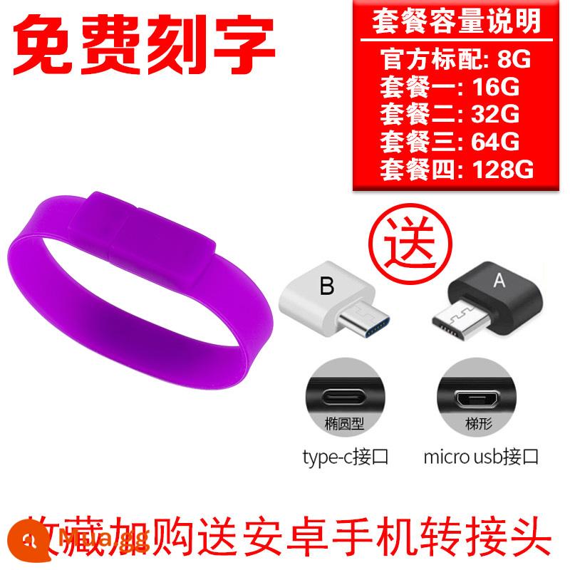 Dây Đeo Tay Ổ Đĩa U 32G Công Ty Doanh Nghiệp Trường Đội Doanh Nghiệp Quà Tặng Đèn LED Cổng USB Tùy Chỉnh Logo Sáng Tạo Tùy Chỉnh - Màu tím