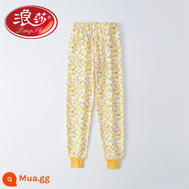 Quần vệ sinh trẻ em Langsha cotton nguyên chất quần đơn em bé trung niên trở lên quần vệ sinh bé trai và bé gái quần ấm quần mặc trong - Vàng tươi