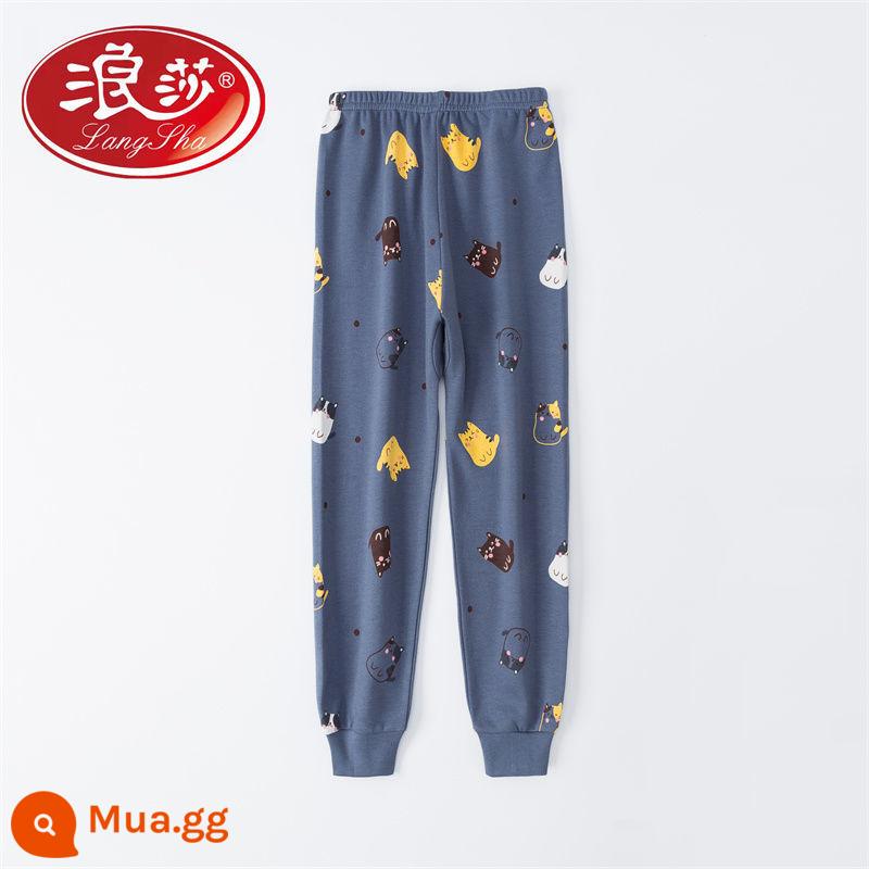 Quần vệ sinh trẻ em Langsha cotton nguyên chất quần đơn em bé trung niên trở lên quần vệ sinh bé trai và bé gái quần ấm quần mặc trong - màu than chì