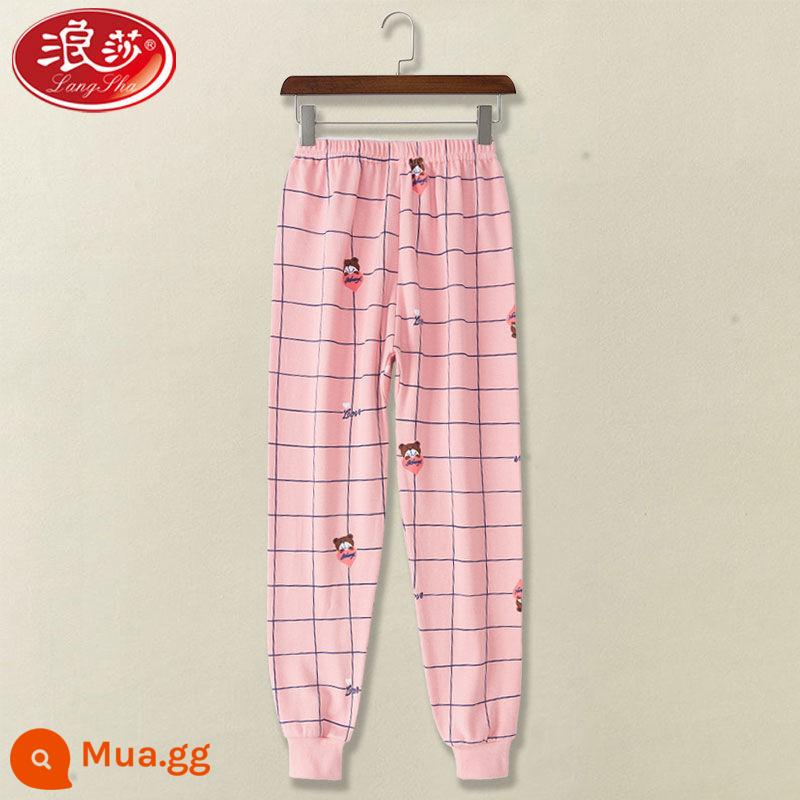 Quần vệ sinh trẻ em Langsha cotton nguyên chất quần đơn em bé trung niên trở lên quần vệ sinh bé trai và bé gái quần ấm quần mặc trong - Màu đỏ