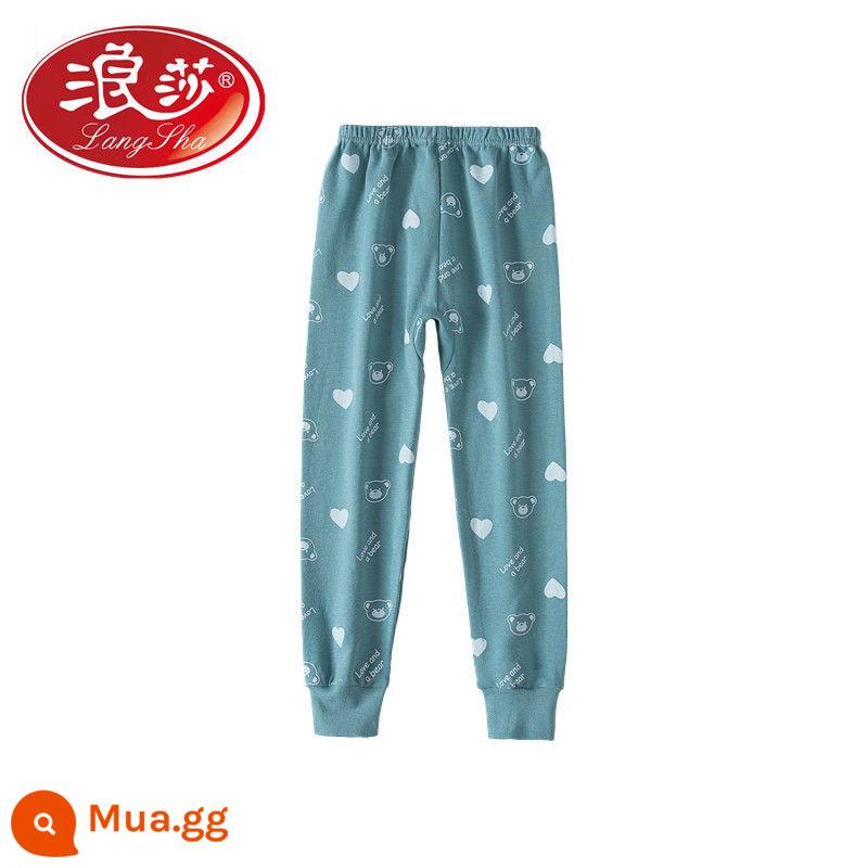 Quần vệ sinh trẻ em Langsha cotton nguyên chất quần đơn em bé trung niên trở lên quần vệ sinh bé trai và bé gái quần ấm quần mặc trong - Màu xanh nhạt