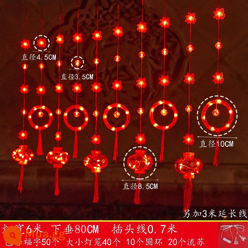 Tết Nguyên Đán 2023 Đèn Lồng Đỏ Trang Trí Đèn Lồng Lễ Hội Mùa Xuân Ban Công Năm Mới Trang Trí Nhà Chiếu Sáng Dây Đèn Nhấp Nháy Bầu Trời Đầy Sao - Chân dung gia đình 6m + dây nối dài 3m