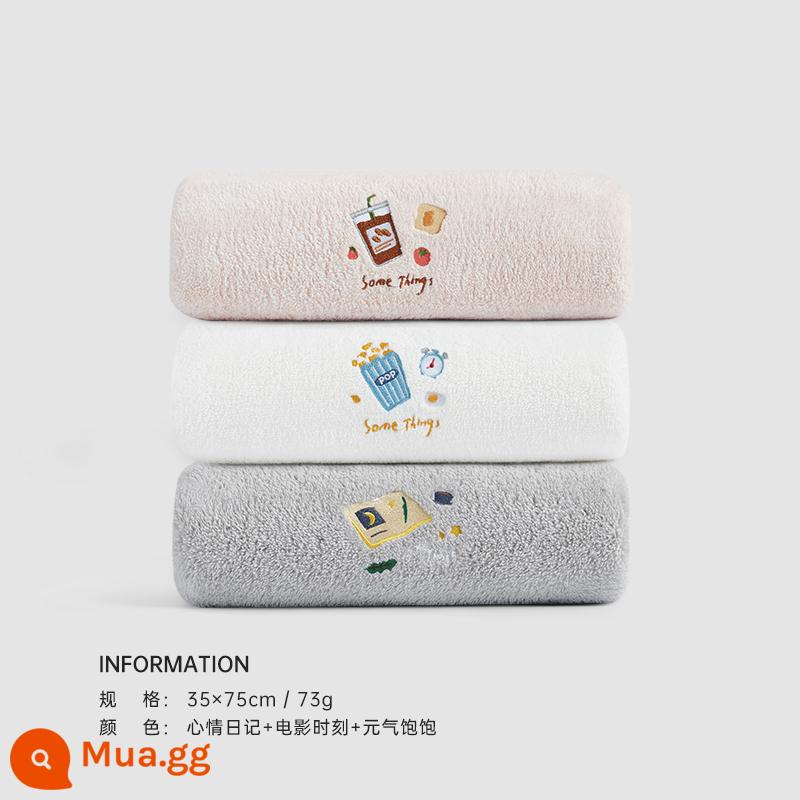 2 miếng khăn Sanli rửa mặt, dùng tại nhà hơn cotton nguyên chất, thấm hút tốt, nhanh khô, vừa tắm vừa lau tóc, mềm mại hơn, khăn mặt người lớn nam nữ - Hồng nhạt + trắng nhạt + xám tĩnh