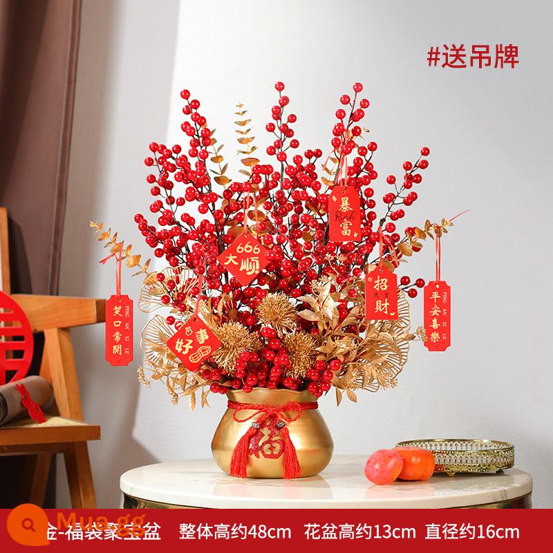 Hongguo Fortune Fruit Mô phỏng hoa mùa đông xanh Hagis hoa ban phước cho thùng hoa Arch Phòng khách Trang trí hoa năm mới - Túi may mắn vàng dồi dào