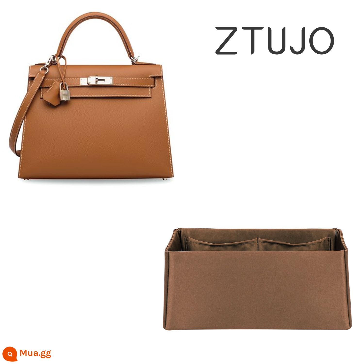 【ZTUJO】Thích hợp cho Túi lót vải satin nhập khẩu Hermes Kelly25/28/32/35 - [Satin model kelly 28] nâu vàng