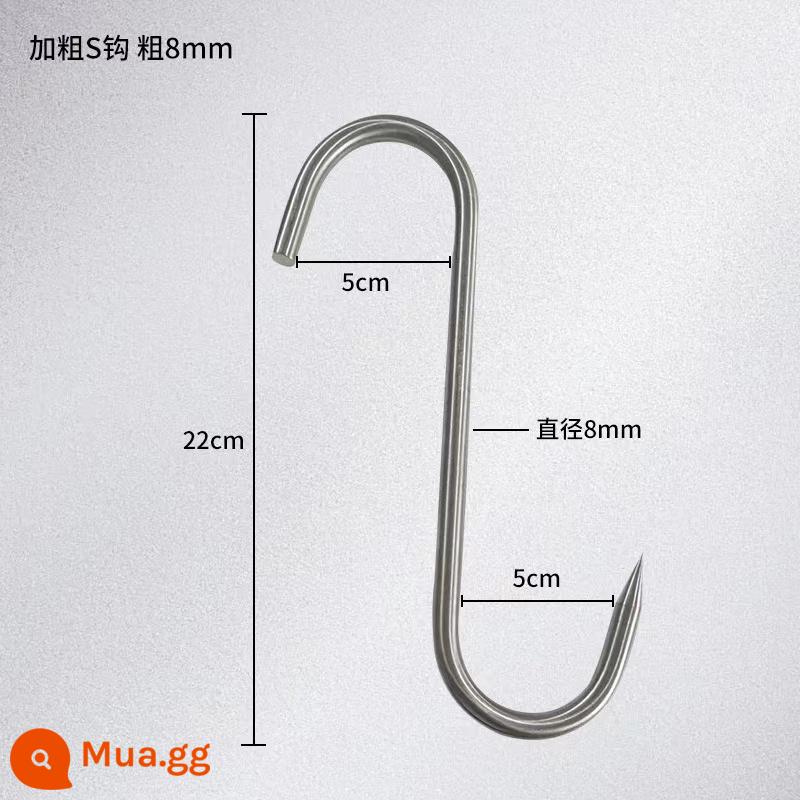 Móc thịt inox móc thịt xông khói Móc chữ S treo xúc xích gà quay vịt quay Móc đa năng inox 304 - 5 miếng (8.0mm×21cm) làm bằng chất liệu 304, chịu lực khoảng 100 kg