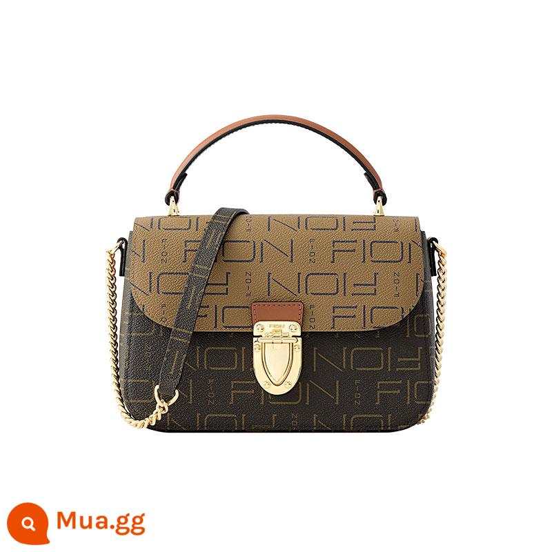 Fion/Fianni presbyopic postman bag 2023 new niche all-match túi vuông nhỏ kết cấu ánh sáng sang trọng túi Messenger nữ - Màu nâu/caramen (kiểu dáng nhỏ)