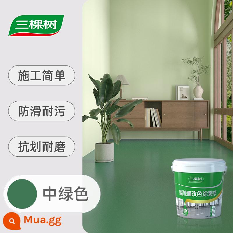 Sơn sàn epoxy gốc nước Sankees Sơn sàn xi măng tự san phẳng chịu mài mòn Sơn cải tạo sàn nhà trong nhà - [Ba hiệu ứng trong một] Xanh mờ trung bình