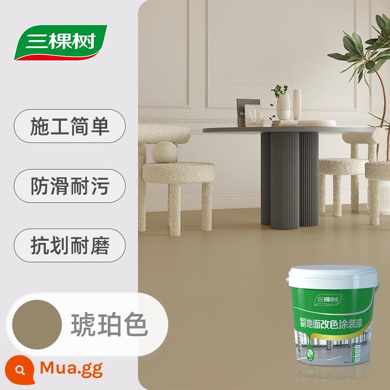 Sơn sàn epoxy gốc nước Sankees Sơn sàn xi măng tự san phẳng chịu mài mòn Sơn cải tạo sàn nhà trong nhà - [Ba hiệu ứng trong một] Amber-Matte