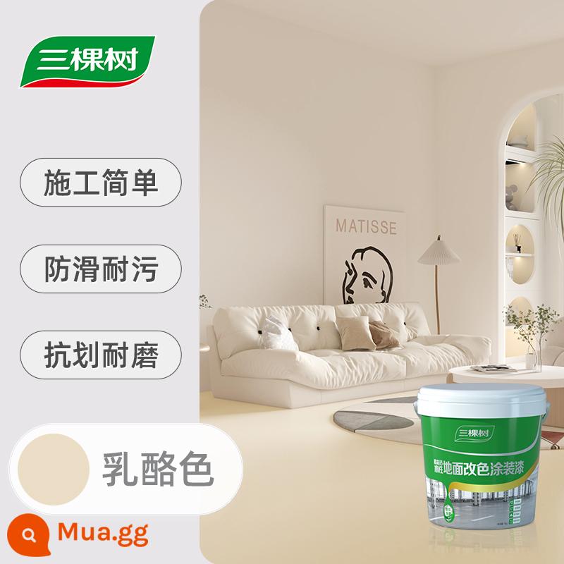 Sơn sàn epoxy gốc nước Sankees Sơn sàn xi măng tự san phẳng chịu mài mòn Sơn cải tạo sàn nhà trong nhà - [Ba tác dụng trong một] Màu phô mai mờ