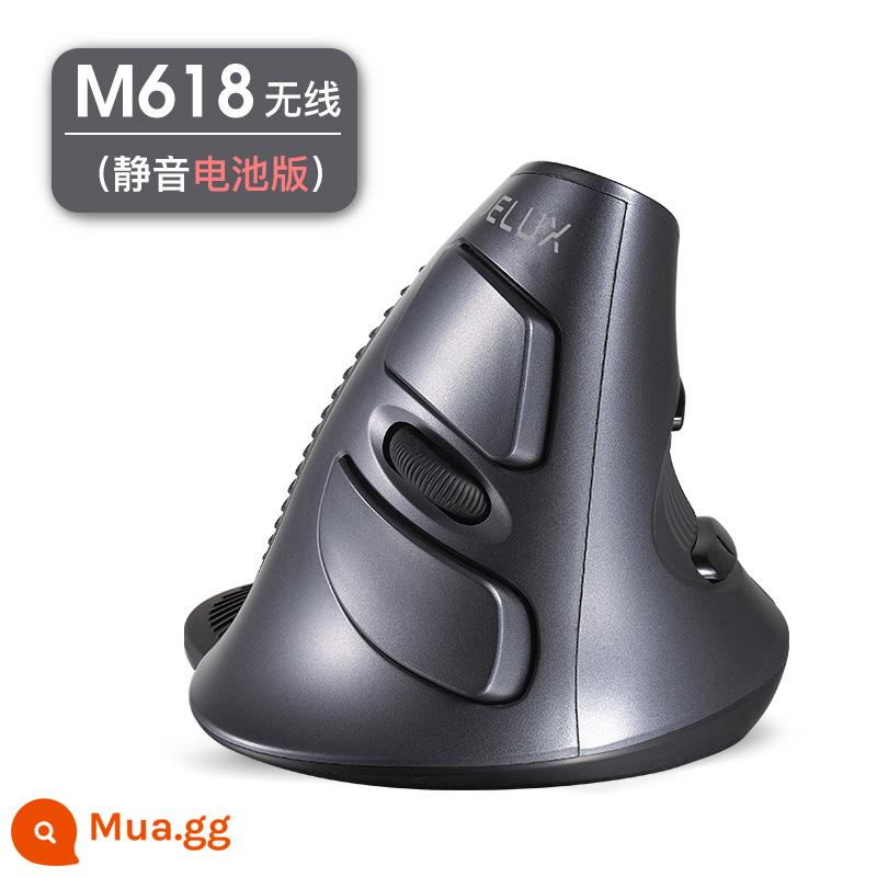 Chuột Dọc M618 Nhiều Màu Sắc Sạc Bluetooth Không Dây Có Dây Tắt Tiếng Tay Cầm Dọc Tiện Dụng Chuột Dọc USB - M618GX Wireless Black (Phiên bản dùng pin) Phiên bản im lặng