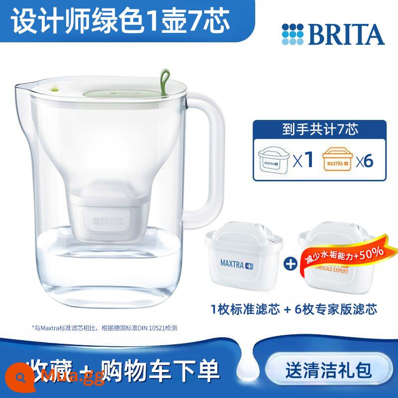 Đức Birande BRITA lọc ấm siêu tốc M3.5L nhà bếp máy lọc nước lõi lọc nước máy hộ gia đình ấm đun nước - Designer xanh 1 nồi 7 lõi ​​[1 lõi chuẩn + 6 lõi chuyên nghiệp] loại bỏ cặn +50%