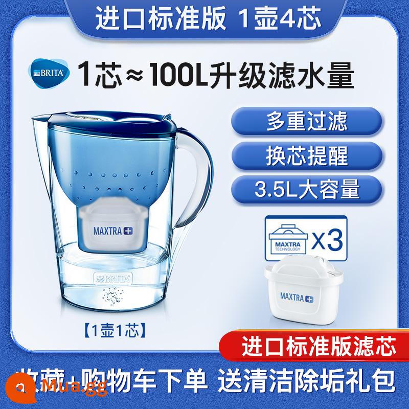 Đức BRITA Birande lưới ấm đun nước lọc ấm đun nước lọc nước hộ gia đình tập lọc - Màu xanh 1 nồi 4 lõi [1 lõi chuẩn + 3 lõi chuẩn nhập khẩu từ Đức]