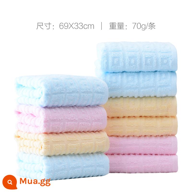 Khăn bông Jie Liya Tân Cương mười khăn mặt cotton thấm hút tốt cho người lớn và trẻ em không rụng lông bông rửa mặt gia đình nam - [Nhẹ] Mười gói (xanh 4 vàng 3 đỏ 3) 6415