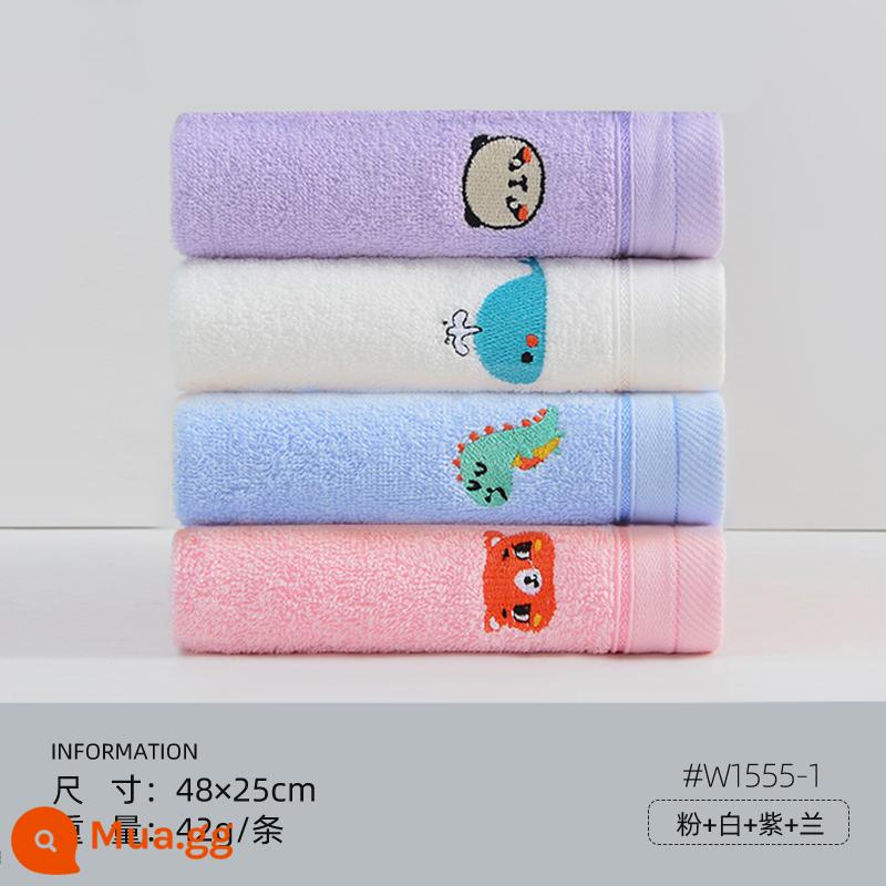 Khăn trẻ em Jie Liya cotton nguyên chất khăn nhỏ bông rửa mặt gia dụng mềm thấm hút nước không rụng lông khăn mặt nữ 5 cái - [Phong cách thân thiện với da] (Hồng 1 trắng 1 tím 1 xanh 1) 4 miếng [Bông Tân Cương loại A] | Động vật