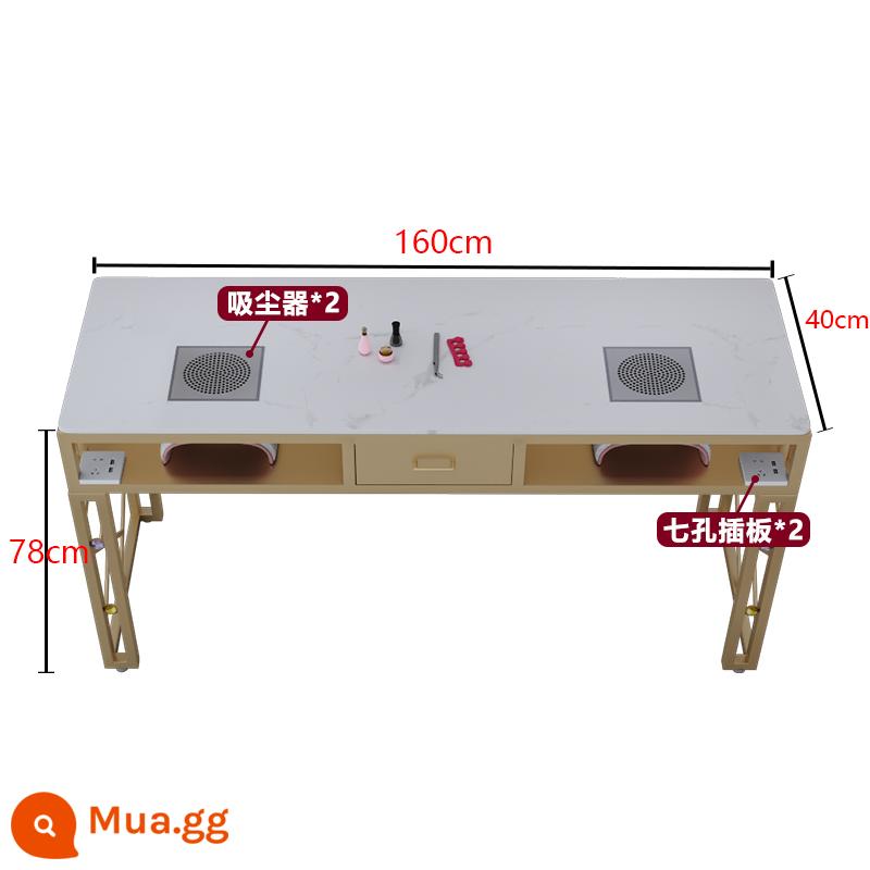 Bộ bàn ghế làm móng bằng đá cẩm thạch đa chức năng Máy hút bụi Sạc không dây Đơn đôi Ba người Ánh sáng sang trọng Lưới đỏ Bộ đầy đủ - Bàn đơn đá cẩm thạch 1,6M (máy hút bụi + ổ cắm*2