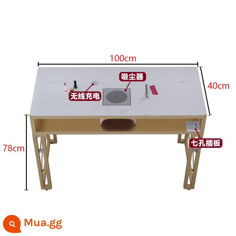 Bộ bàn ghế làm móng bằng đá cẩm thạch đa chức năng Máy hút bụi Sạc không dây Đơn đôi Ba người Ánh sáng sang trọng Lưới đỏ Bộ đầy đủ - Bàn đơn đá cẩm thạch đa năng 1.0M (máy hút bụi + ổ cắm + sạc không dây * 1