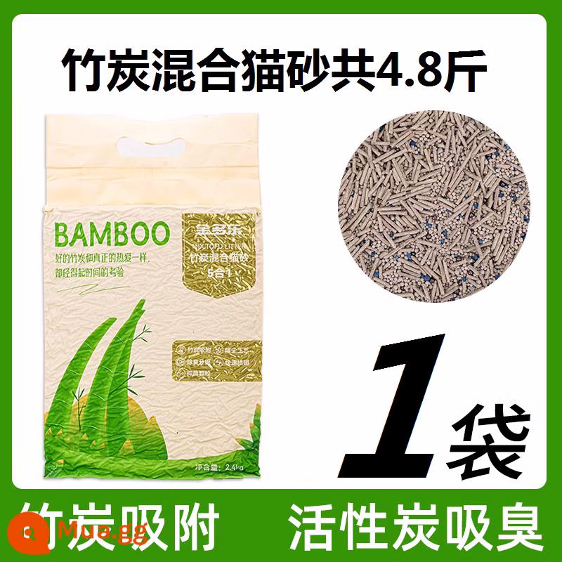 Cát vệ sinh cho mèo Đậu hũ khử mùi gần như không bụi Hỗn hợp cát vệ sinh cho mèo trà xanh trên 10kg miễn phí vận chuyển đồ dùng cho mèo - [Khử mùi than hoạt tính] Than tre nguyên chất 2mm hỗn hợp cát vệ sinh cho mèo 5 trong 1 2,4kg*1 gói