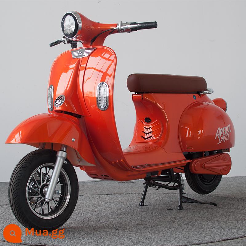 Ngày lễ La Mã xe điện vespa lưới đỏ pin xe ô tô retro xe máy 6072V xe máy điện Hornet xe tay ga - Xe đạp trần màu cam không bao gồm pin, không bao gồm bộ sạc và không bao gồm vận chuyển miễn phí