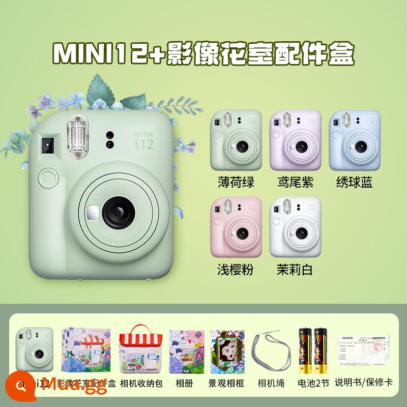 Sản phẩm mới Máy ảnh Fuji Li Polaroid instax mini12 phiên bản nâng cấp chụp một lần mini 7/8/9/11 - Bạc hà xanh