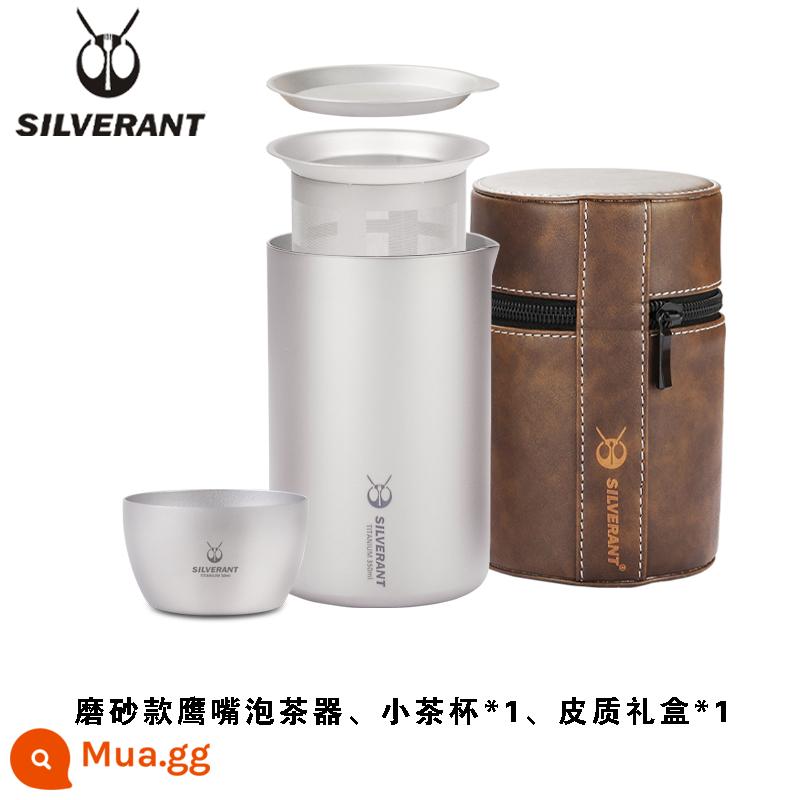 Silver Ant Titanium Nguyên Chất Máy Pha Trà Cắm Trại Ngoài Trời Di Động Du Lịch Hai Lớp Chống Bỏng Ấm Trà Chịu Nhiệt Độ Cao Bộ Trà Cốc Nhanh - Máy pha trà mỏ chim ưng 350ml mờ + 1 tách trà nhỏ