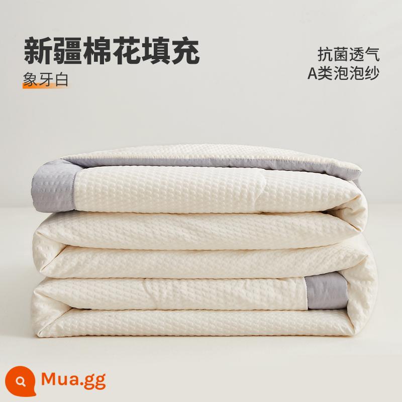 Chăn bông đậu nành điều hòa chăn mỏng mùa hè mát mẻ cotton nguyên chất ký túc xá sinh viên mùa xuân và mùa thu lõi chăn đơn mùa hè có thể giặt bằng máy - Mẫu nâng cấp màu trắng ngà [Vải loại A, 100% cotton Tân Cương]