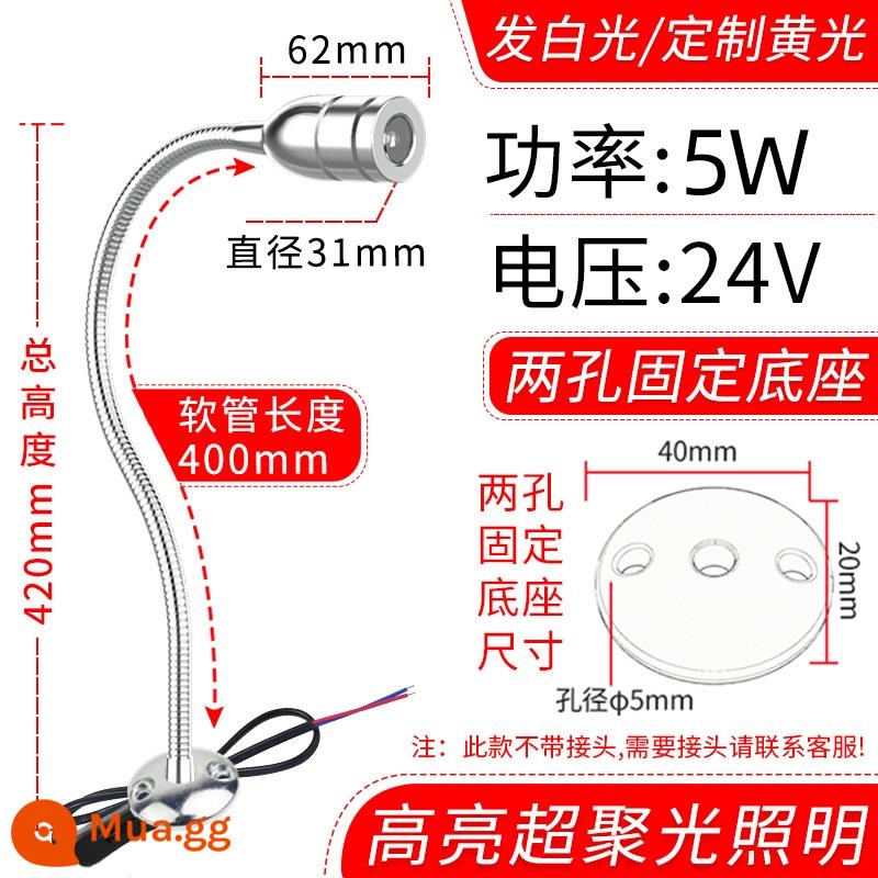 Đèn Led Máy Công Cụ Đèn Làm Việc 220V Nam Châm Mạnh Hút Từ Tính Tiện Ánh Sáng 24V Đa Năng Vòi Cổ Ngỗng Chiếu Sáng Công Nghiệp Đèn Bàn - Hai lỗ 5W400 dài 24-36V