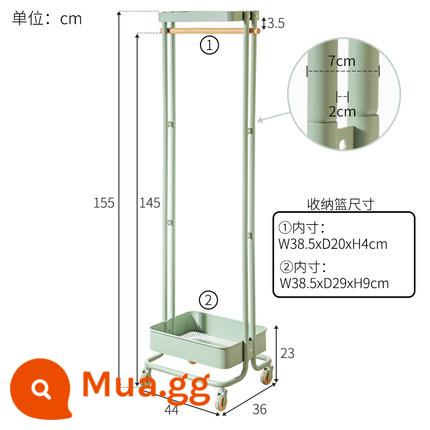 Móc treo quần áo kiểu Nhật hạ cánh với ròng rọc giá treo áo có thể tháo rời giá treo quần áo hai thanh giá treo đồ phòng ngủ lớp giá treo phòng thay đồ - Trái cây xanh GR