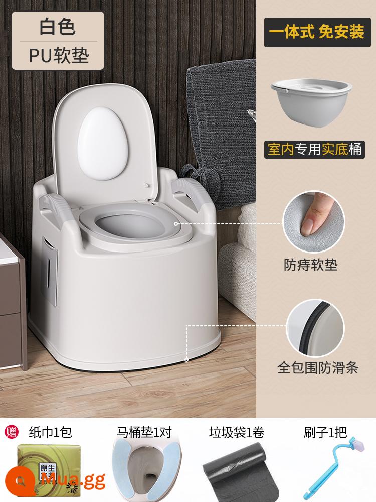 Ngồi xổm ngồi toilet phụ nữ mang thai gấp vệ sinh hiện vật hộ gia đình người cao tuổi ngồi xổm hố toilet ghế phân - Ghế mềm - nâng cấp toàn bộ viền để tăng cường chống trượt - sử dụng trong phòng - màu trắng