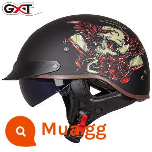 GXT xe máy nam mùa hè Harley Mũ bảo hiểm nửa Retro muỗng Mũ bảo hiểm nữ xe ô tô điện sợi carbon xe máy - máu hồng