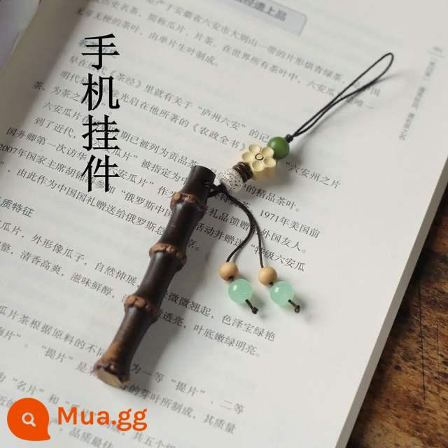 Tăng Tre Tre Chắc Chắn Hòa Bình Móc Khóa Handmade Tre Tím Mặt Dây Chuyền Móc Khóa Mặt Dây Chuyền Quà Tặng Sáng Tạo - Tổng chiều dài của mặt dây chuyền tre tím dành cho điện thoại di động là 15c m