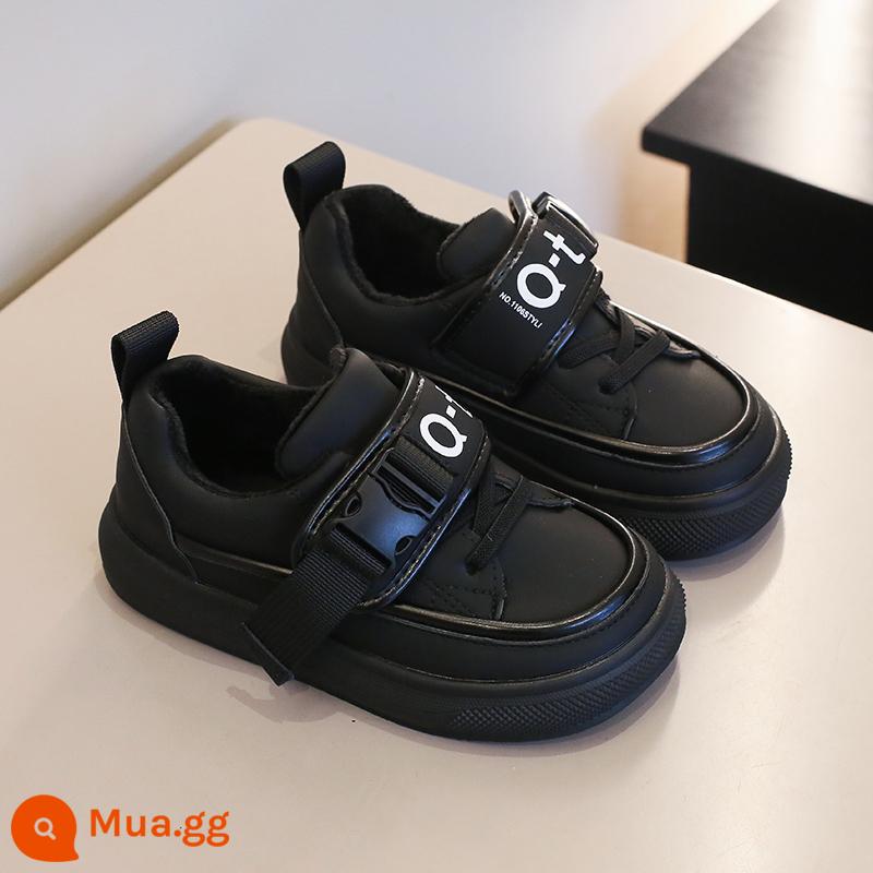 Giày bánh mì trẻ em 2022 Mùa thu và mùa đông mới Velvet Boys Fashion Giày thông thường Phiên bản Girl Two Cotton Sports Shoes - Màu đen (bông thứ hai)