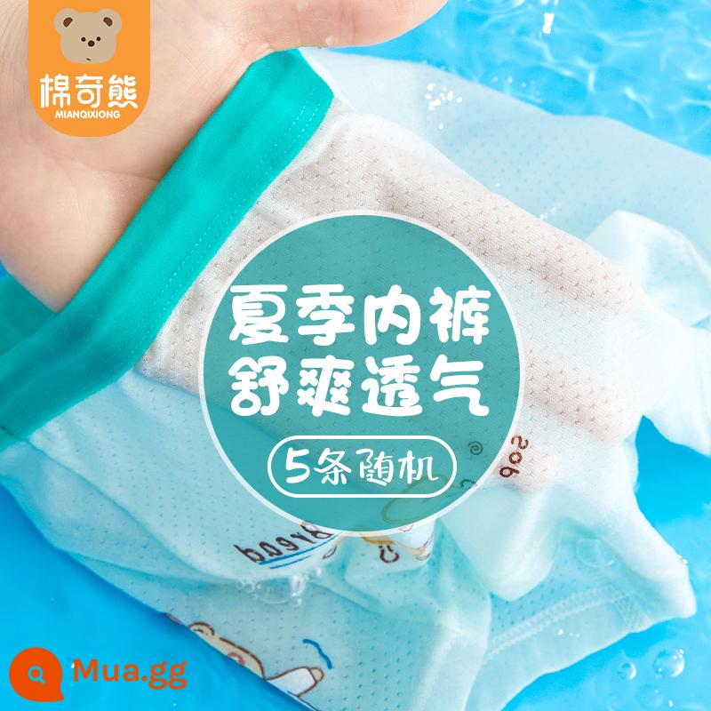 Quần Lót Trẻ Em Nam Cotton Nguyên Chất Quần Boxer Lưới An Toàn Cho Bé Quần Bé Trai Đầu Bé Trai Mùa Hè Quần Lót Boxer Mỏng - Lưới cotton nguyên chất kiểu phúc lợi ngẫu nhiên 5 miếng (lưới cotton nguyên chất)