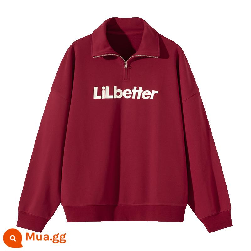 Lilbetter nửa dây kéo áo len nam xuân thu cổ polo quần áo nam Mỹ phong cách retro cặp đôi áo khoác LB - màu đỏ