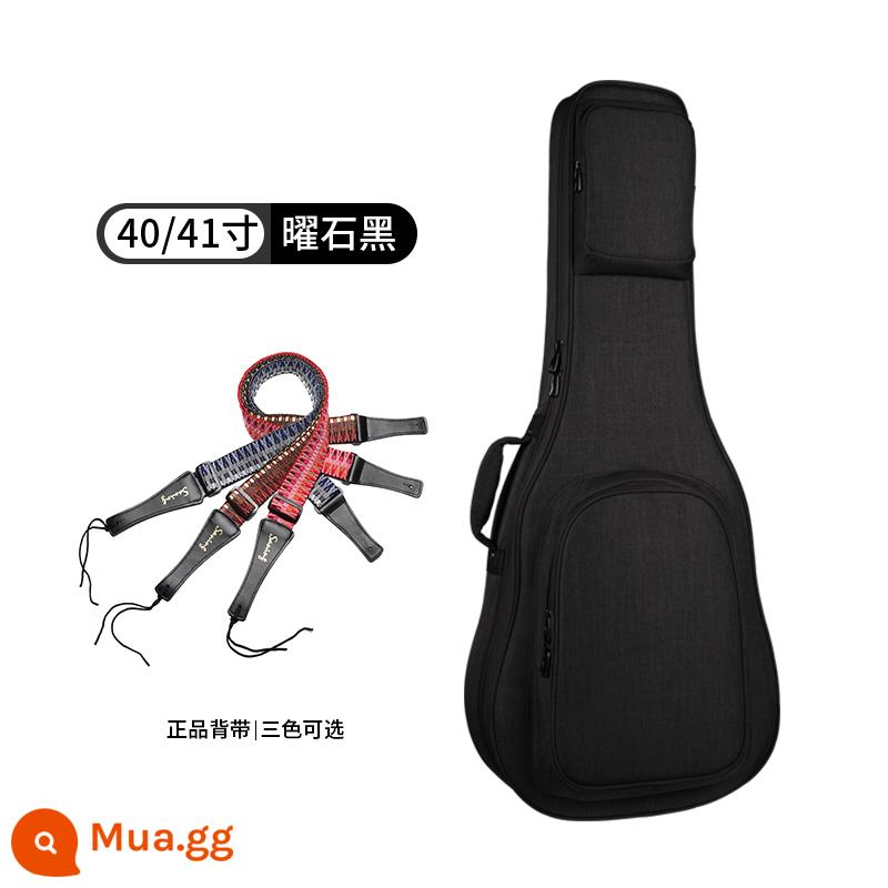 Saning Túi Đàn Guitar Dân Gian Túi Đàn Piano Dày 41 Inch 40 Inch Ba Lô Chuyên Nghiệp Chống Nước Acoustic Túi - Túi đen obsidian dày 40/41 inch + túi xách trẻ em đích thực