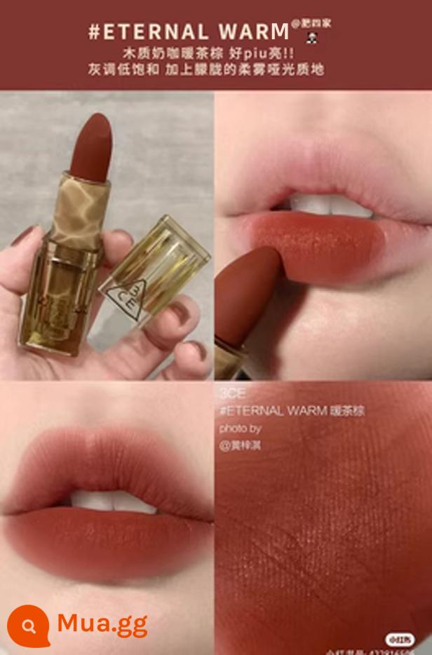 Son Spot 3CE son bóng giá phải chăng sinh viên niche Matte Matte Velvet Retro Matte Lipstick Hàn Quốc - Son môi Amber Clear Case #Eternal Warm