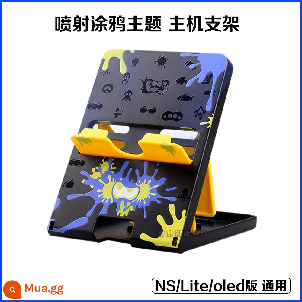 Ajitomo Công Tắc Splatoon Chủ Đề Bảo Vệ Phụ Kiện Đính Đá NS Hộp Thẻ OLED Tay Giá Đỡ Dây - Chân đế máy chủ, mỏng và nhẹ, hình vẽ graffiti màu trung tính, phổ biến cho NS/OLED/Lite